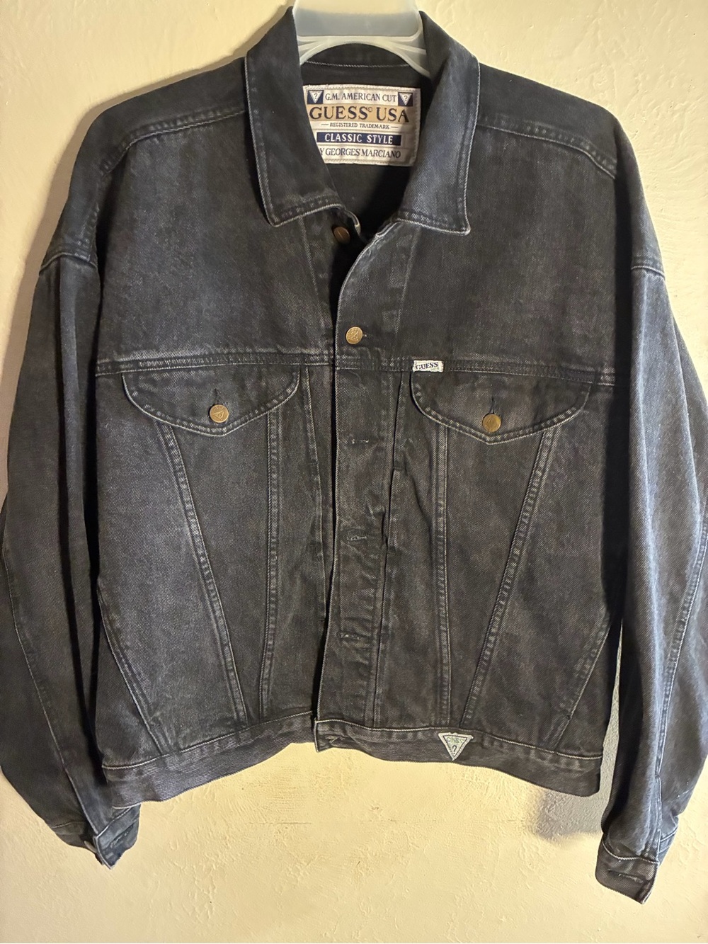 Vintage, George Marciano ,Guess Men's Washed Black Denim Jacket XL
